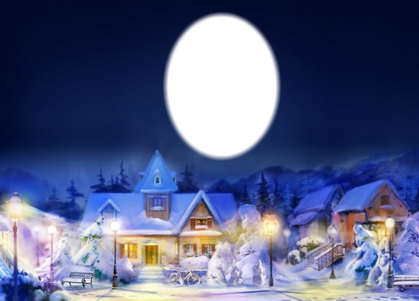 la lune est cacher car il ya le passage du pere noel qui arrive a toute vitesse 2019 Montaje fotografico