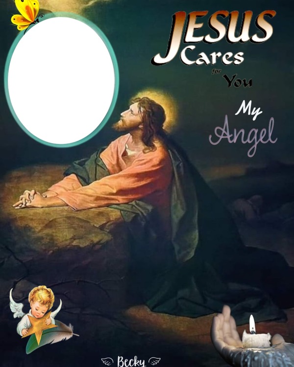 jesus cares for you my angel Montaje fotografico