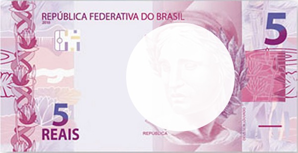 dinheiro do Brasil - 5 reais Fotomontagem