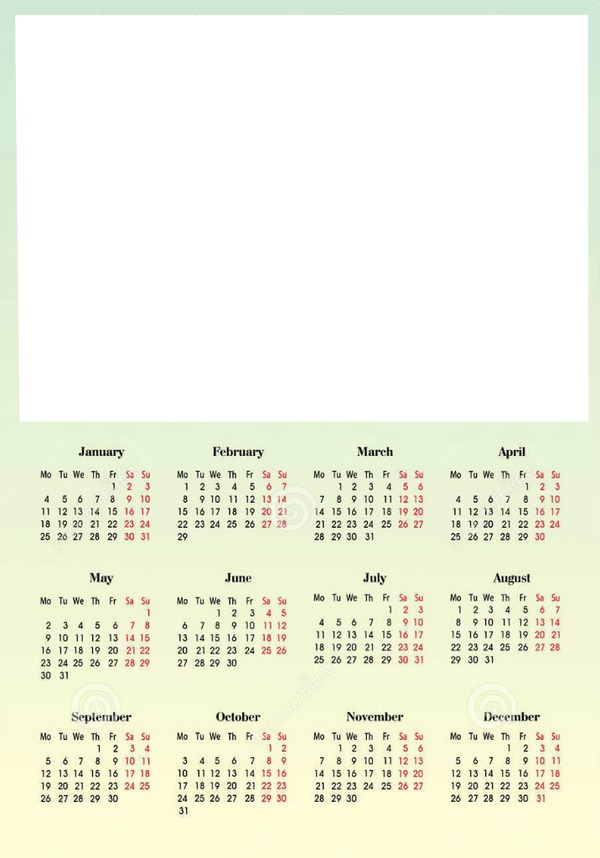 calendrier 2016 + photo Photo frame effect