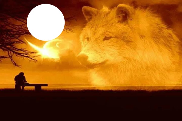 WOLF IN THE NIGHT Фотомонтажа
