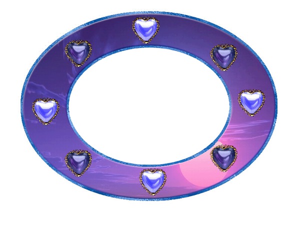 1 ovale violette avec des coeurs 1 photo Fotomontaža