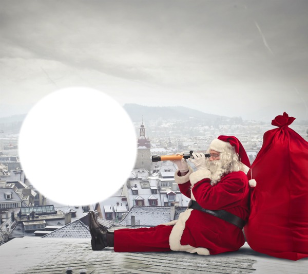 Weihnachtsmann Rp guckt Fotomontage