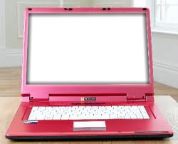 pink laptop Photomontage