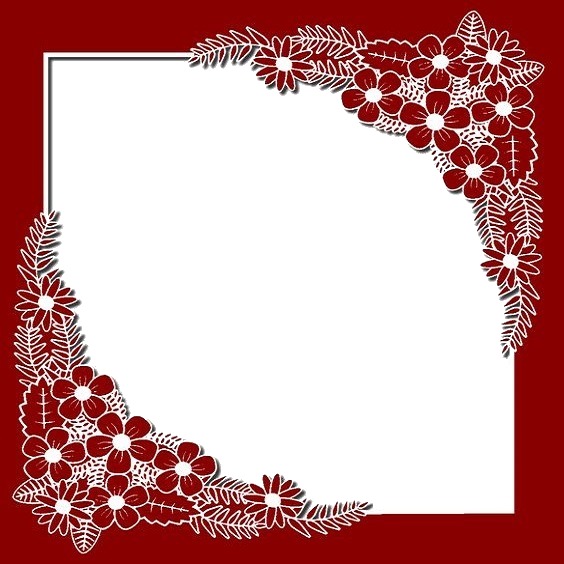 marco rojo y flores. Fotomontáž