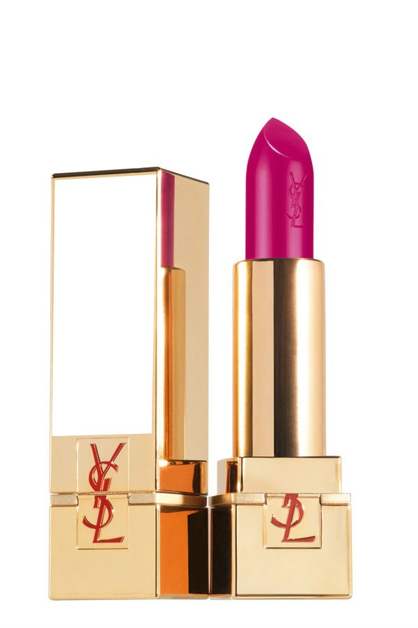 Yves Saint Laurent Rouge Pur Couture Golden Lustre Lipstick in Fuchsia Symbole フォトモンタージュ
