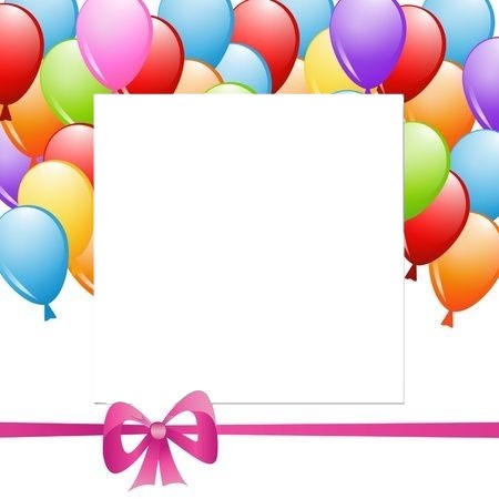 marco cumpleaños, globos y lazo . Valokuvamontaasi