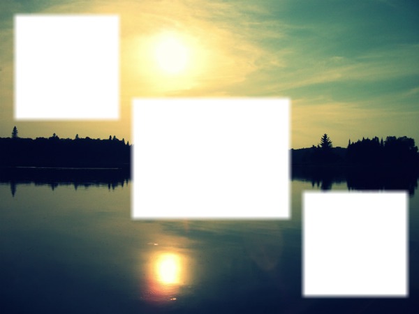 Coucher de soleil sur le lac Montaje fotografico