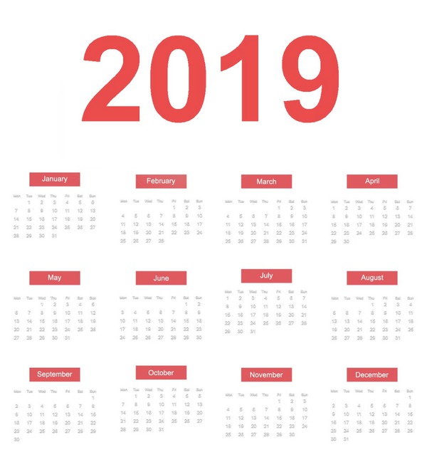 2019 calendar Fotomontagem