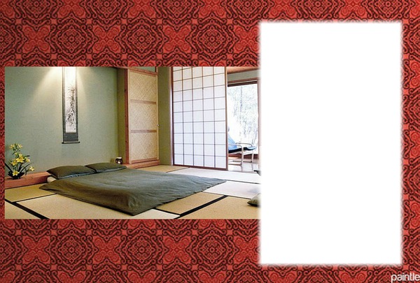 Asian bedroom red 1 rectangle love Fotomontāža