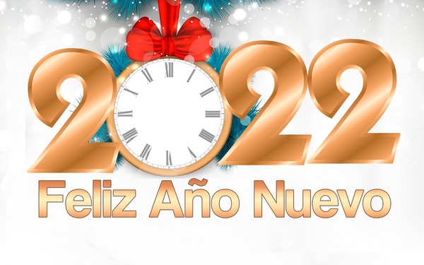 Feliz Año Nuevo 2022, reloj, 1 foto Valokuvamontaasi