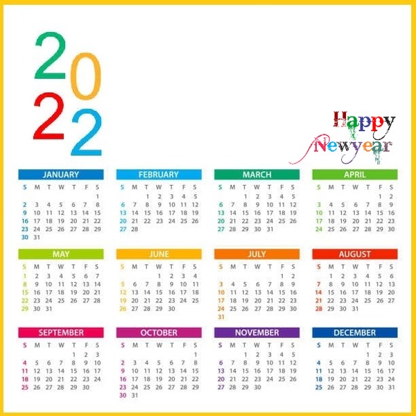 Calendario 2022, Happy New Year, 1 foto Montage photo
