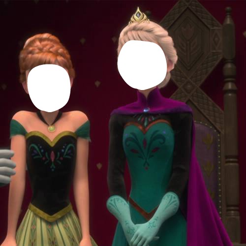Elsa e Anna Na Coroação Fotomontáž