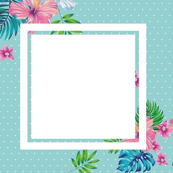 marco y flores, fondo turquesa. Photo frame effect