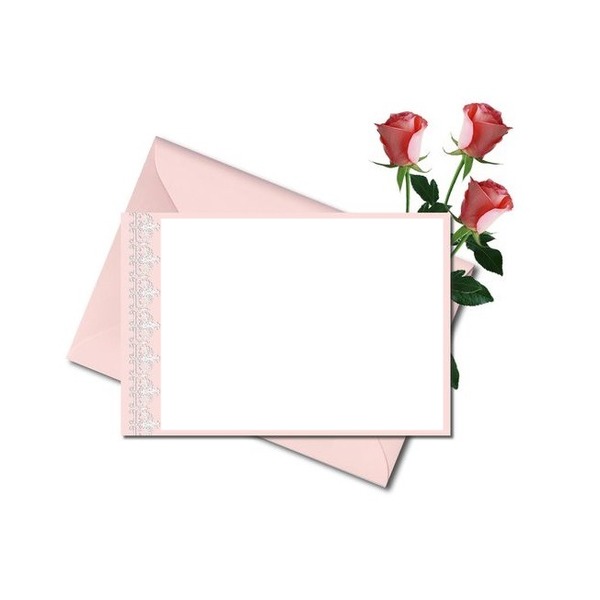 carta y rosas rojas. Fotomontagem