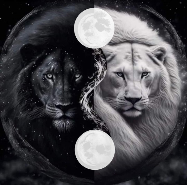 lion ying yang Photo frame effect