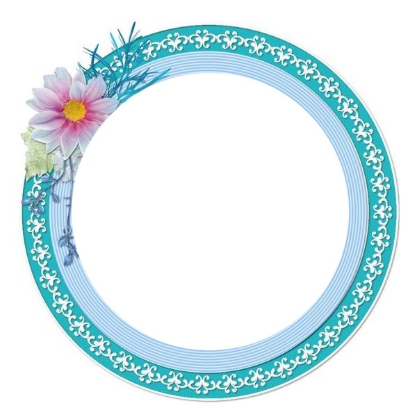 marco circular turquesa. Fotomontáž
