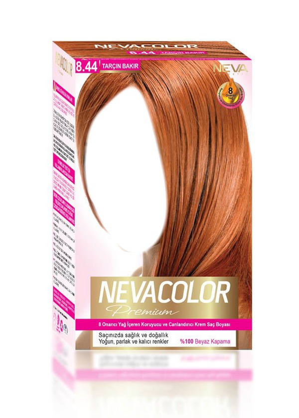 Nevacolor saç boyası 8.44 tarçın bakır Valokuvamontaasi