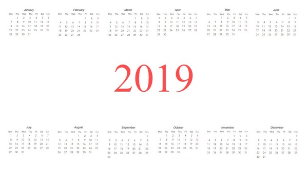 ''2019'' calendar Fotomontaż