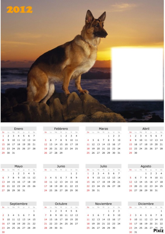 Calendario de Pastor Alemán Fotomontáž
