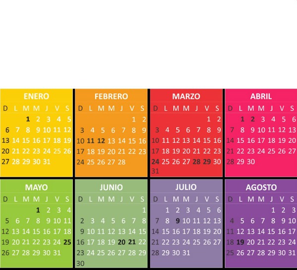 Calendario de colores Montaje fotografico
