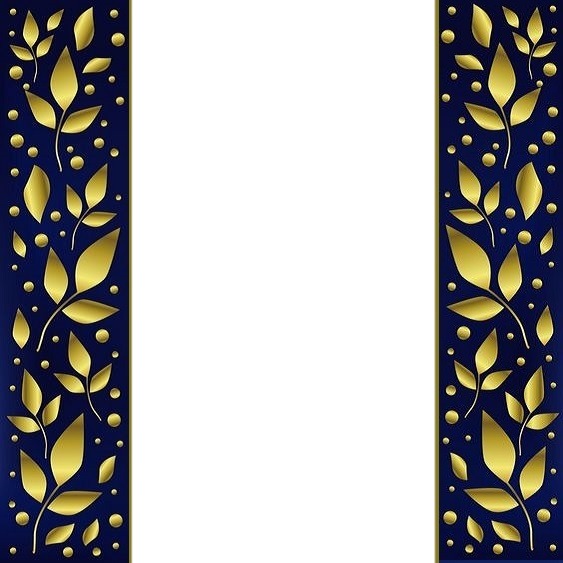 hojas doradas, fondo azul. Fotomontaggio