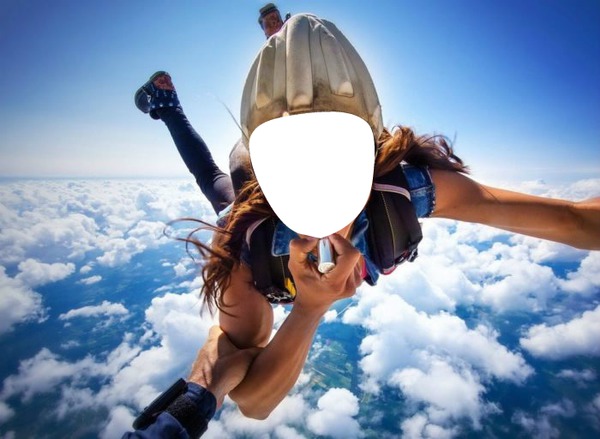 mujer paracaidista Fotomontasje