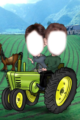 caricature couple tracteur Fotomontage