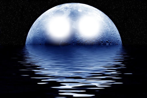 luna piena mare 2 Photo frame effect
