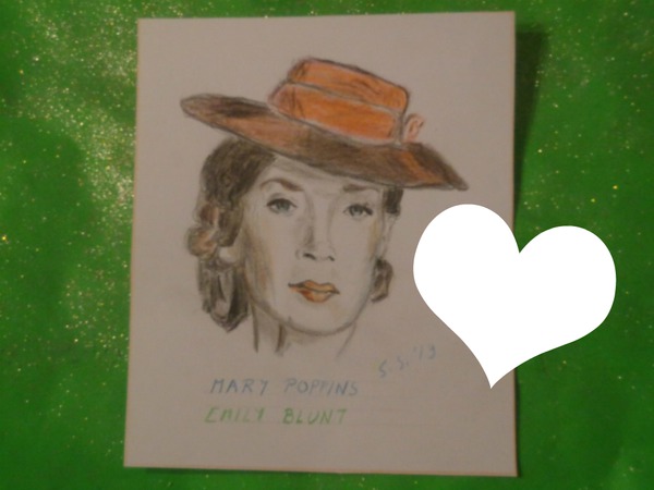 Mary poppins Emily Blunt avec coeur dessin fait par Gino Gibilaro フォトモンタージュ