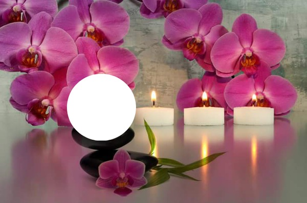 TEA CANDLES WITH FLOWERS Photo frame effect