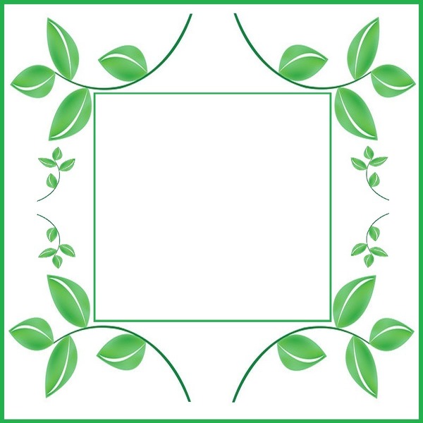 marco y hojas verdes. Fotomontasje