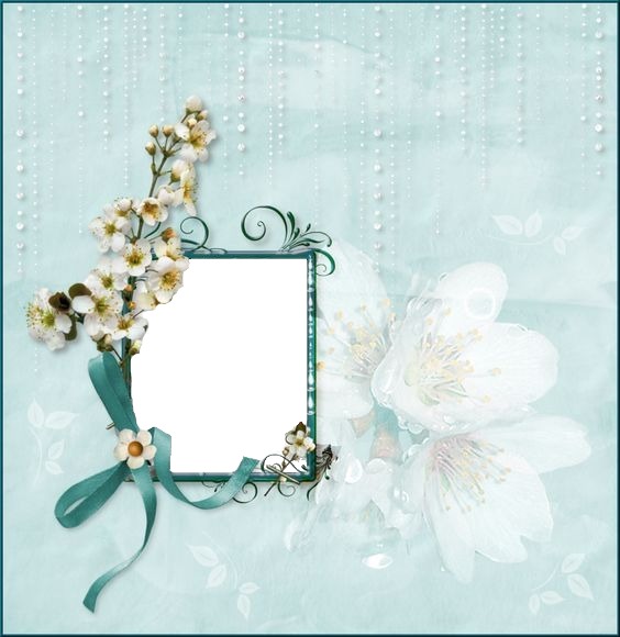 marco turquesa y florecillas, fondo cielo2. Photo frame effect