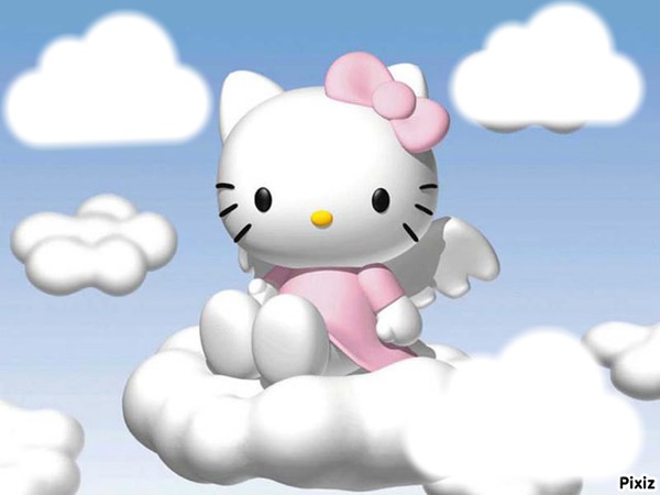 hello kitty dans les nuages フォトモンタージュ