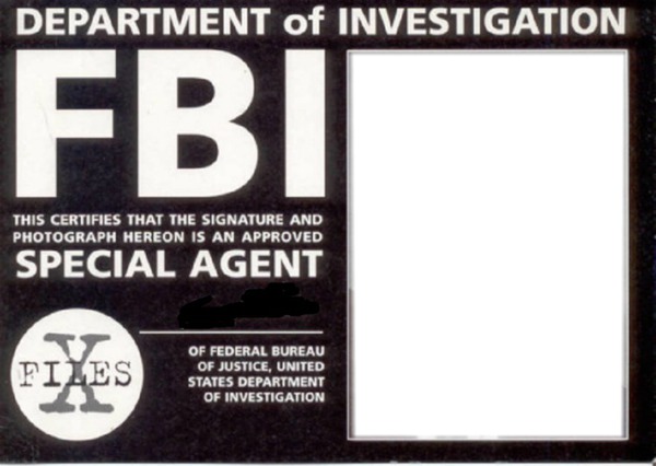 carte FBI..Xfiles Fotomontáž
