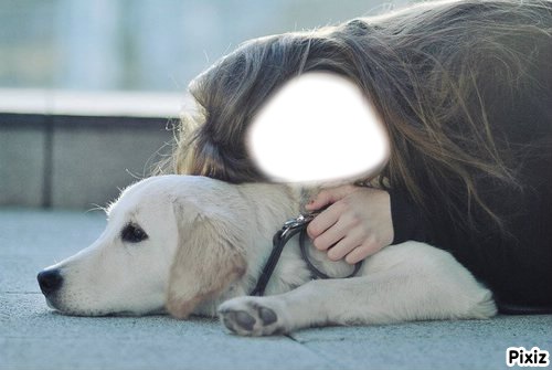 girl with dog Фотомонтаж