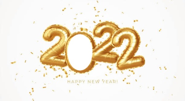 Happy New Year 2022, globos, 1 foto Montage photo