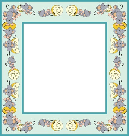 cadre bleu avec souris et gruyère 1 photo Fotomontagem