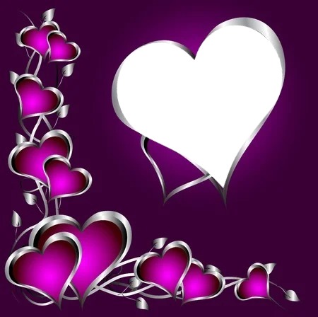 corazones, fondo púrpura, 1 foto Fotomontaż