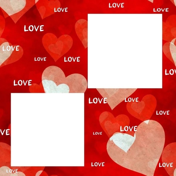 Love, collage 2 fotos. Fotomontaż