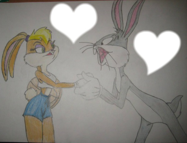 Lola Bunny end Bugs Bunny I Love You Fotomontažas