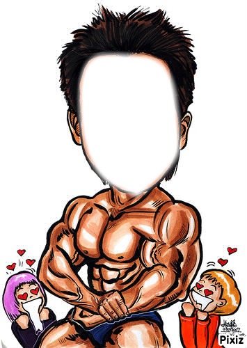bodybuilder caricatura Фотомонтажа