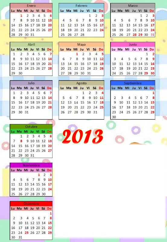 calendario 2013 en español Fotomontažas