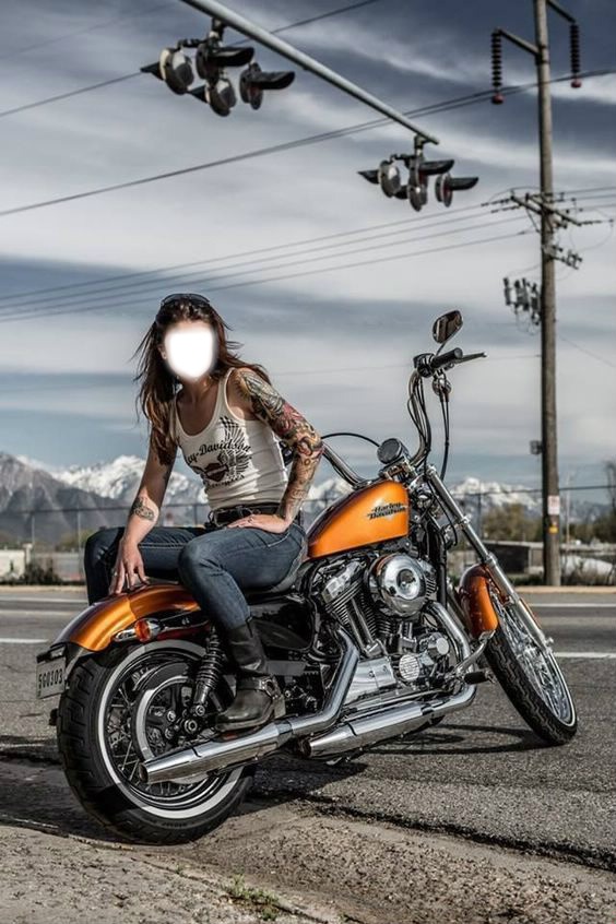 Femme en moto Fotoğraf editörü