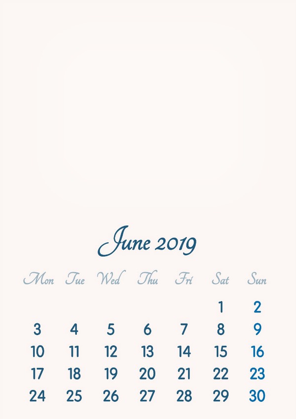 June 2019 // 2019 to 2046 // VIP Calendar // Basic Color // English Fotomontāža