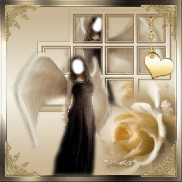 ange femme et son reflet フォトモンタージュ