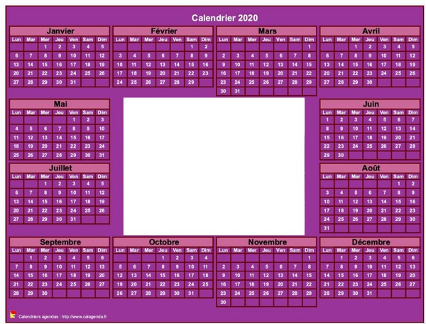 calendrier 2020 Photo frame effect