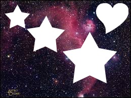 Estrellas y un corazon en el espacio フォトモンタージュ