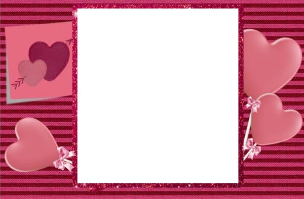 marco y corazones rosados. Fotoğraf editörü
