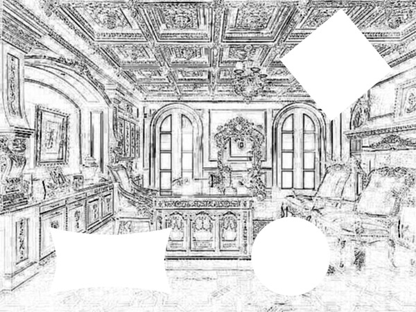 black and white room Photomontage